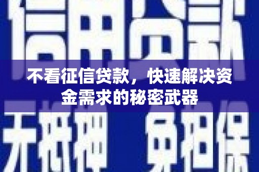 乌日不看征信贷款，快速解决资金需求的秘密武器