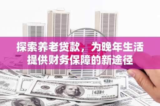 乌日探索养老贷款，为晚年生活提供财务保障的新途径